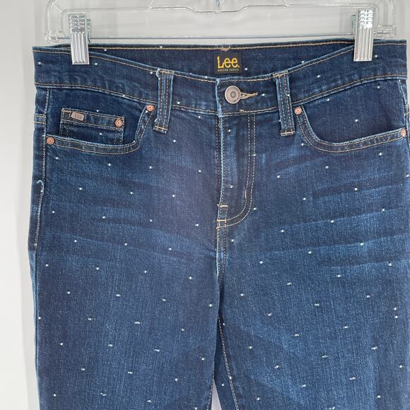 LEE Modern Series Blue Denim Dotted Straight Leg Jeans 4 - Picture 4 of 13